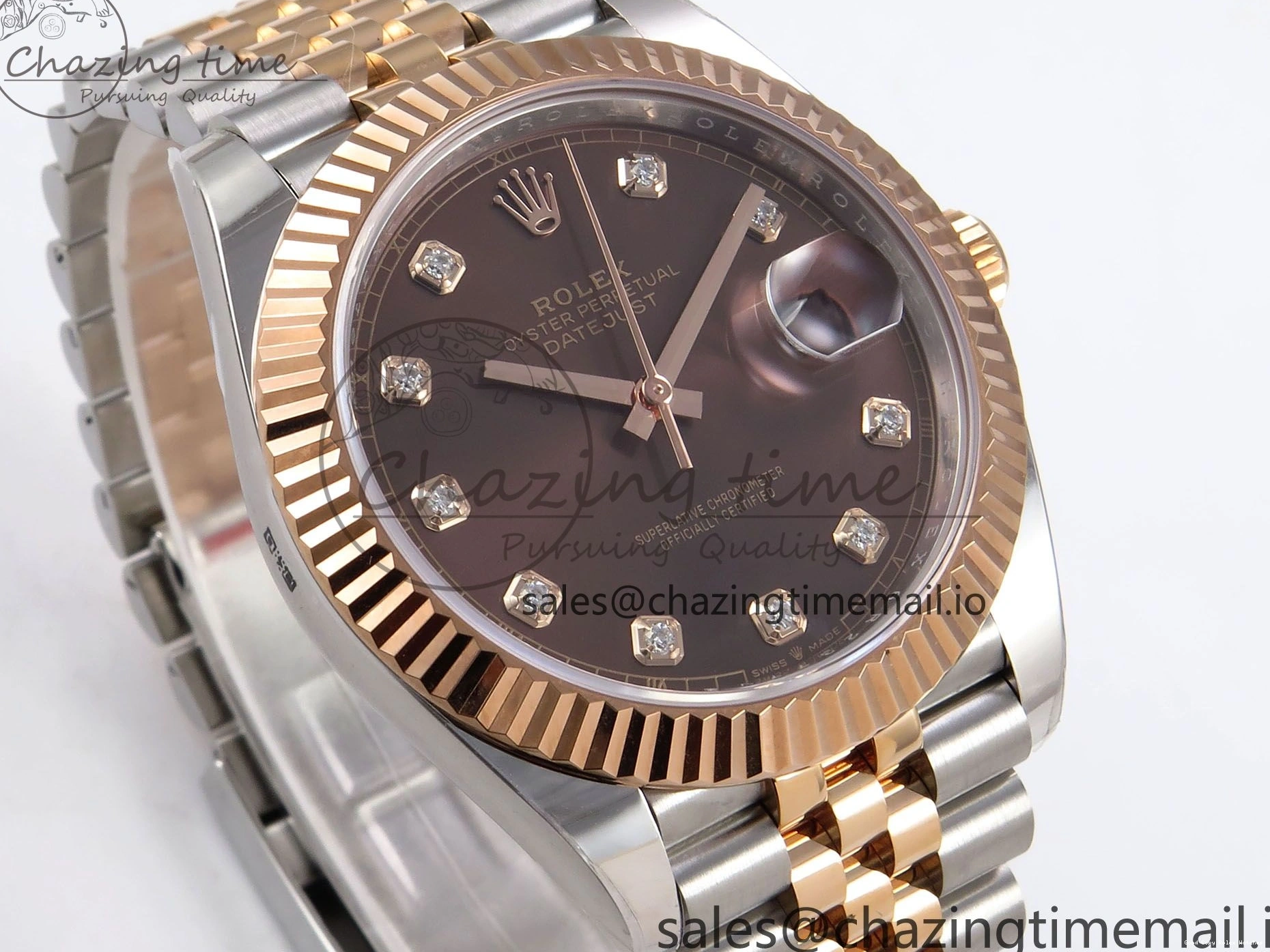 Good Copy Rolex Watches SH3235（Gain ARF Edition 126331 SS Brown DateJust Bracelet 1111 on RG Jubilee 1:1 41 Diamonds 904L Best Thermal Steel Weight） Dial 1230